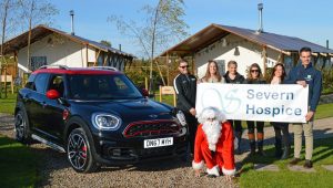 Launching the Salop Santa Dash and Christmas celebrations at Salop Leisure and Love2Stay are Santa, Severn Hospice