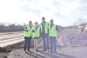 Bernhard Kibler  Saskia Kohn Dethleffs Sales Manager GB  Alexander Leopold Dethleffs Managing Director Ross Edwards Travelworld Managing Director  breaking ground at Travelworlds new dealership site