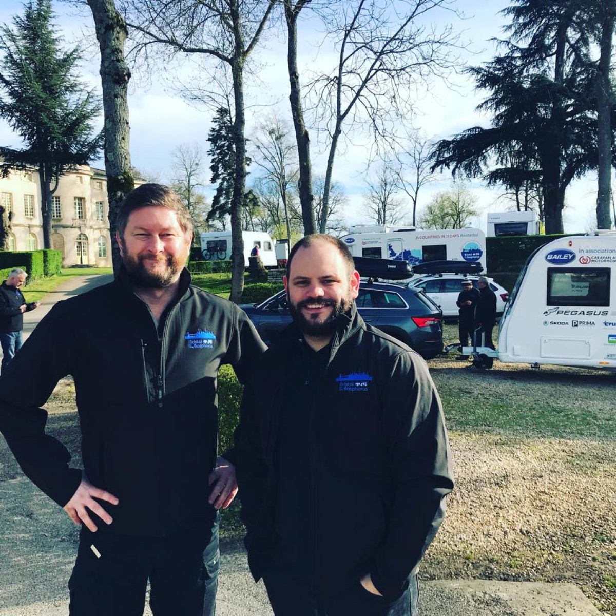 Bill and Simon side by side in France on the Bristanbul tour