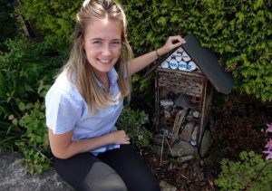 Home for dinner: the park group's Ellen Cartwright checks for new occupants in one of the mini-beast mansions