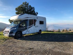 Mountainside with a view to die for in Parma with the Auto-Trail Tracker EB