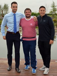 Darren Lloyd with Salop Leisure colleagues Ed Glover and Chris Skitt who are taking on a 24 hour duathlon to raise money for him and his family to achieve bucket list wishes