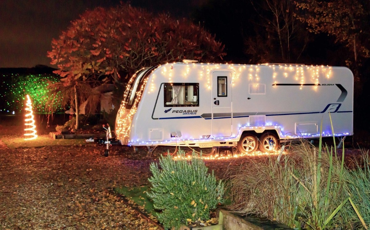 All lit up: guests take part in a friendly competition to see who can magic up the most sparkling caravan