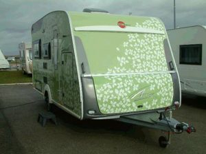 Buyers of an Averso Plus caravan can opt for an eye-catching mint paintwork option with leaf detailing