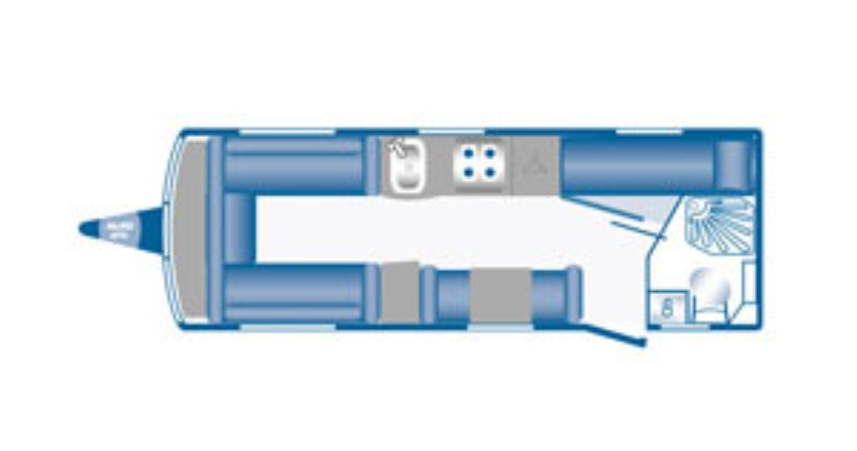 The Bailey Pegasus Series II Ancona is an all-new layout featuring a triple bunk configuration