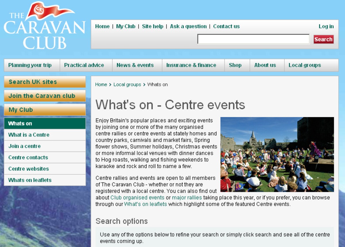 Find out what's on at your local Caravan Club centre by using the website