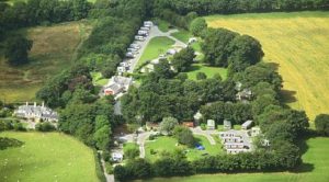 An aerial view of the 5 star Woodovis Park caravan site in Devon