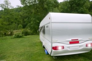 The caravan's inhabitants had a lucky escape after an oak tree fell onto the caravan