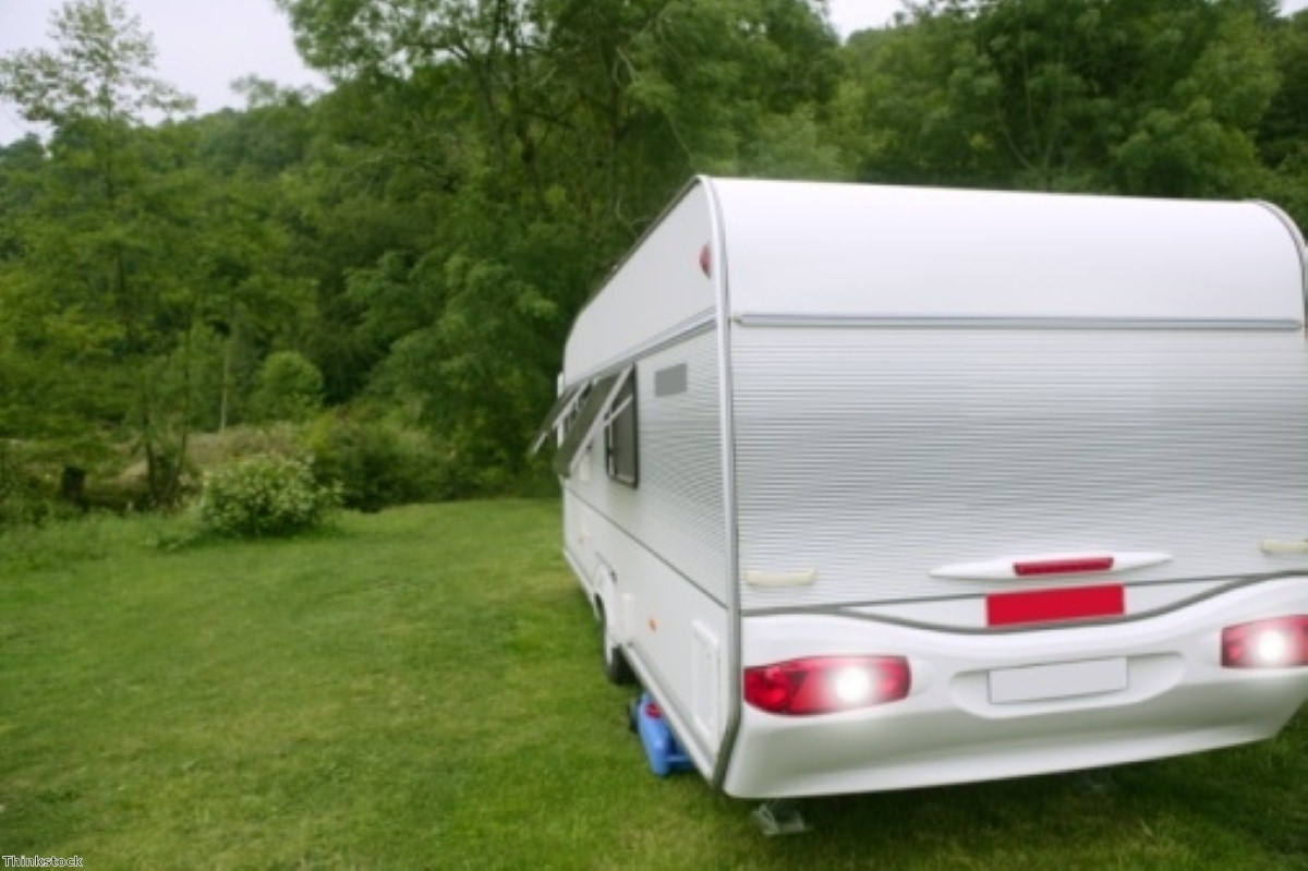 The caravan's inhabitants had a lucky escape after an oak tree fell onto the caravan