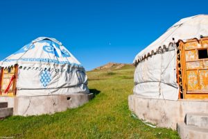 The modern yurts are based on the original Mongolian design