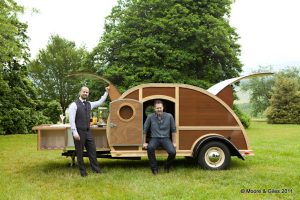 Brad Ford and Jim Meehan have converted a teardrop trailer into a fully-functioning bar