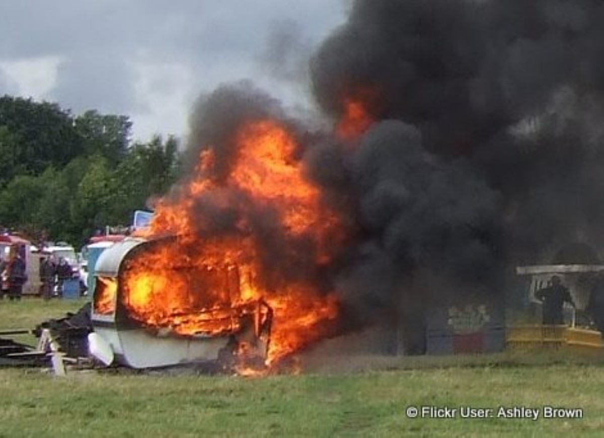 Caravan fires can easily spread to neighbouring vehicles