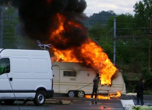 Caravan arson is an increasingly common occurance - but not many feature tourer-pulling pensioners
