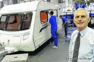 Alan Roberts, production director at Coachman, with an Amara caravan