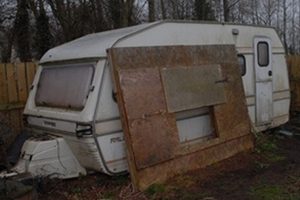 This caravan was raided by Somerset police