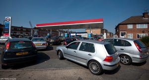 Motorists have been queuing around Britain for fuel after Government advice to stockpile