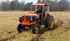 The 'terror tractor' destroying a field