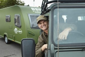 King, ready and waiting with his Bailey caravan