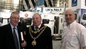 The Lord Mayor of Birmingham enjoyed his visit to Swift caravan stand