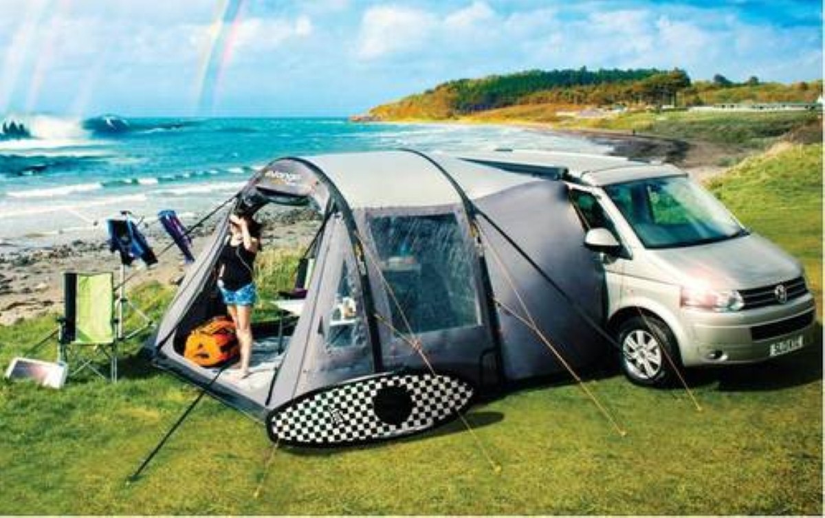 No more poles. Vango has launched a range of awnings for motorhomes using its AirBeam technology