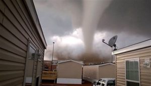 The tornado destroyed at least eight caravans, injuring nine people