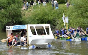 Salop Leisure's caravan raft caused quite a stir at the Morris Lubricants raft race