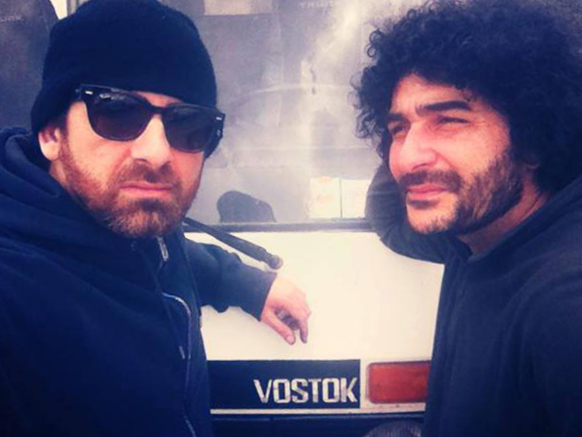 Lorenzo and Peppino with their travel companion, Vostok