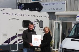 Director, Matthew Jones, and AWS manager, Sarah Wigmore, of Just Go Motorhomes