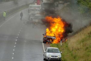 Fire on A55 causes delays