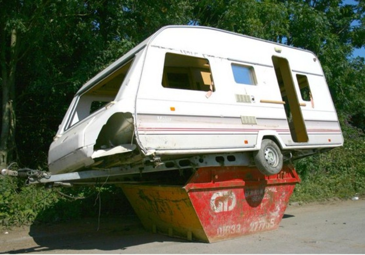 Common sense went out of the window for a Newport man who wanted to dispose of his caravan