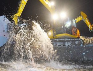Diggers have been working around the clock in order to quell further devastation