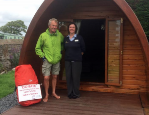 Paul Ucheck was provided with a luxury glamping pod for his efforts