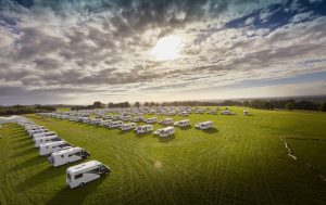 BOC members caravans and motorhomes at the Dyrham Park Rally Field