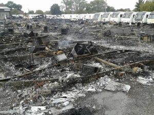 Gutted caravans at Highgate Caravan Centre