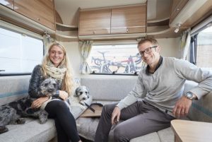 Laura and Jason Kenny with their dogs Sprolo and Pringle