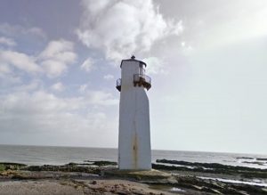 Lighthouse on Southerness beach opposite the caravan park