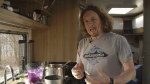 Martin Dorey is tackling the task of cooking for the team during long days of driving