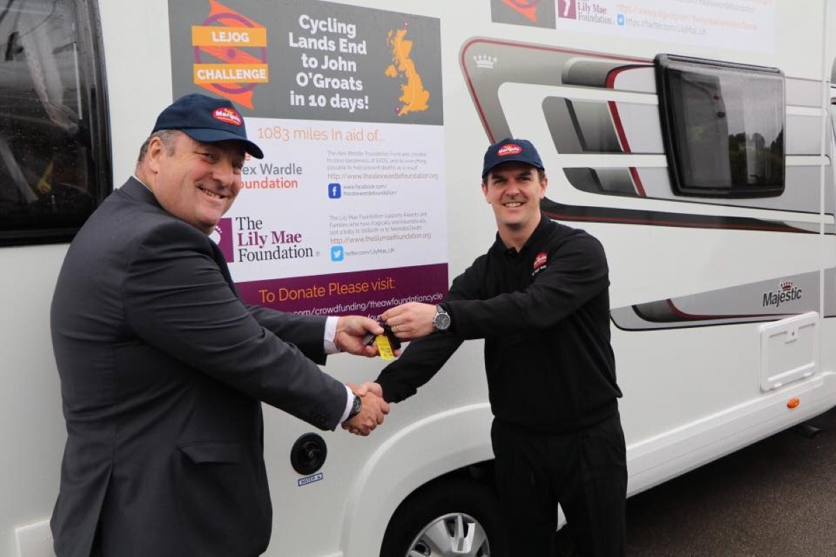 Steve Wardle (left, father of the late Alex Wardle) and Richard Morse, Branch Manager of Marquis Hampshire with the Majestic 196 ready to go