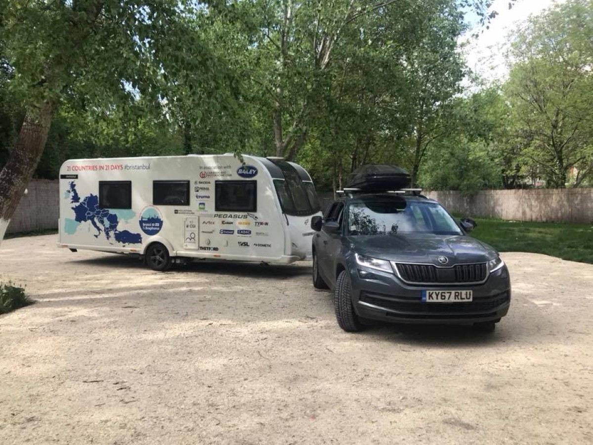 The Skoda Kodiaq towing the Bailey Pegasus GT70