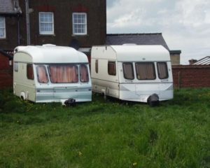 Thieves stole electrical equipment and personal items from the caravans