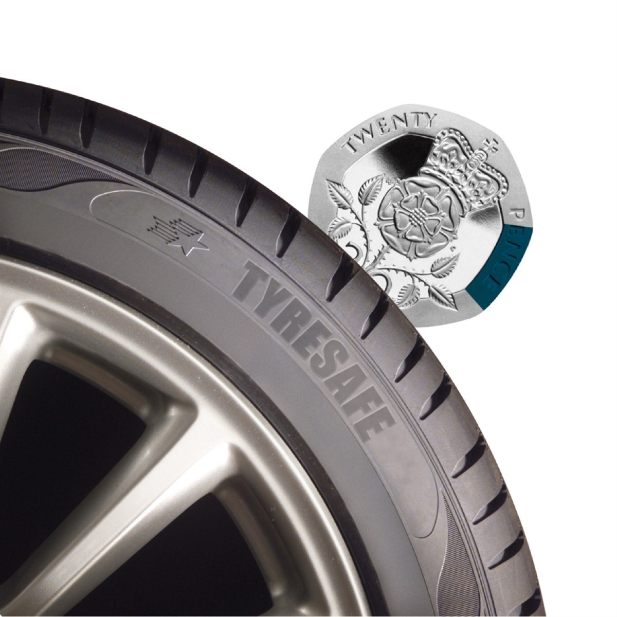 Using a 20p piece it's easy to check the depth of your tyres