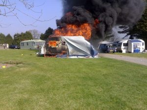 Caravan fires can spread quickly if the gas canisters explode