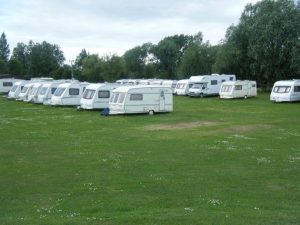 A number of caravans were badly damaged and property stolen