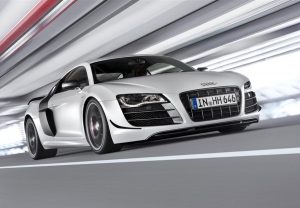 The park owner was caught overtaking at excessive speed while driving an Audi R8 sportscar (pictured)