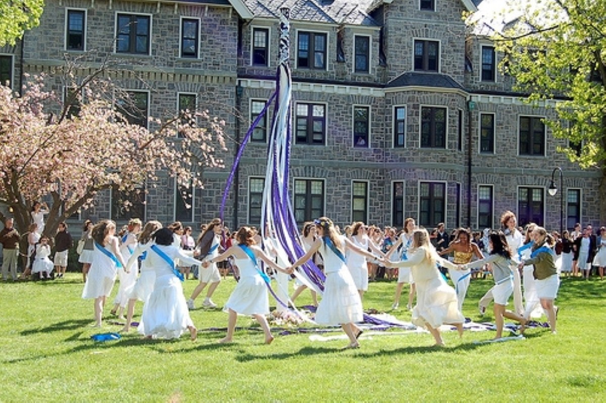 Villagers would traditionally awake at dawn to collect flowers and twigs to construct a maypole