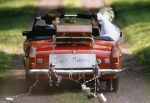 Towing off into the sunset is the dream for many newly-weds