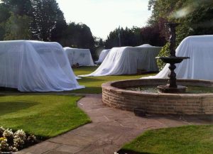 On site at the 2011 Swift caravans launch, new models still cloaked in mystery