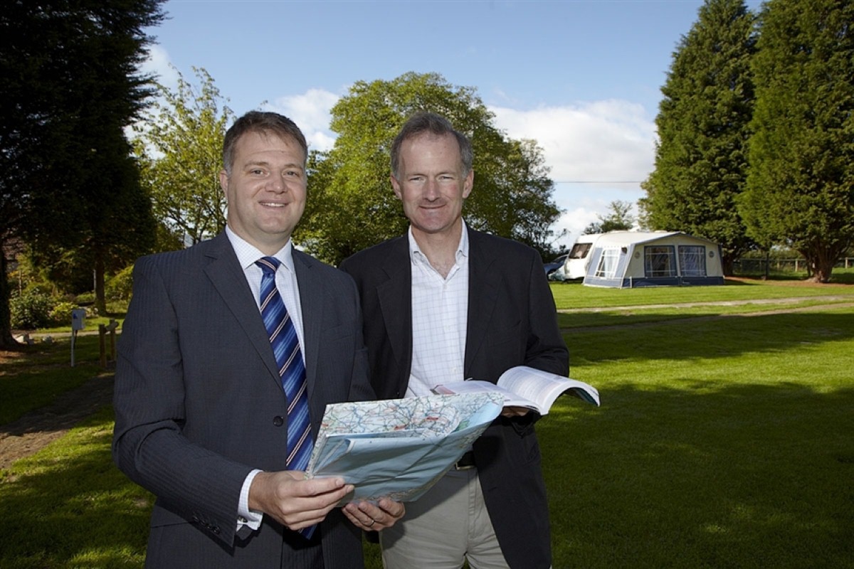 Caravan Club Director-General Nick Lomas with the Minister for Tourism John Penrose MP