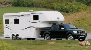 Fifth wheel caravans are designed to be towed by pick-up trucks