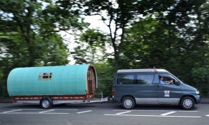 Using a modern trailer as a base the main frame of the caravan is constructed in timber